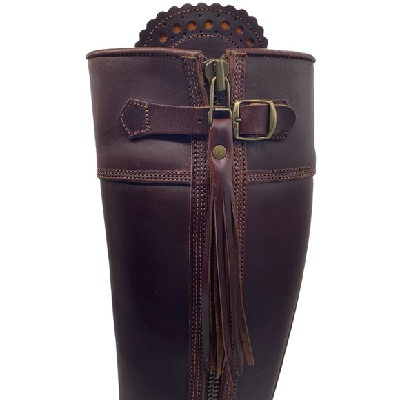 Penelope Chilvers Leather Long Tassel Knee High Boot in Conker Size 38 - Picture 6 of 15